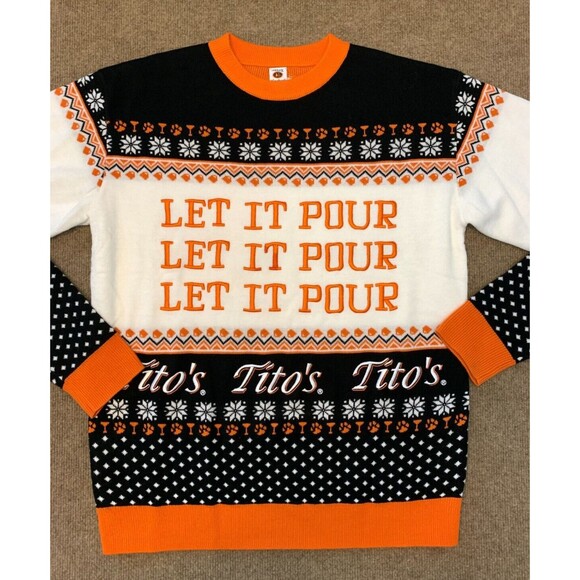 Titos Vodka Ugly Christmas Sweater Mens M Long Sleeve Crew Neck Holiday Knit